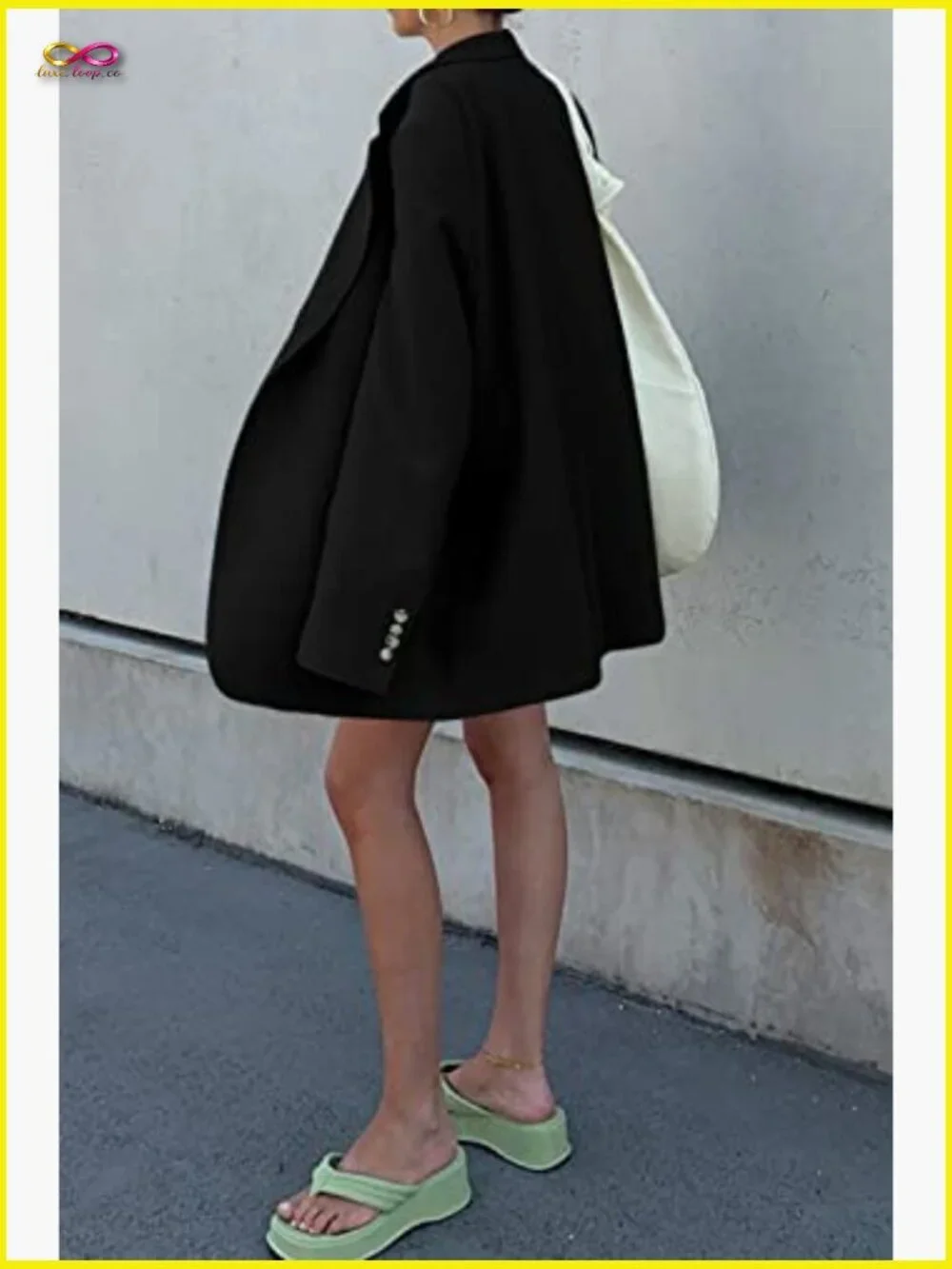 Oversized Lapel Blazer Long Sleeve Modern Fit Elegant Work Office Jacket